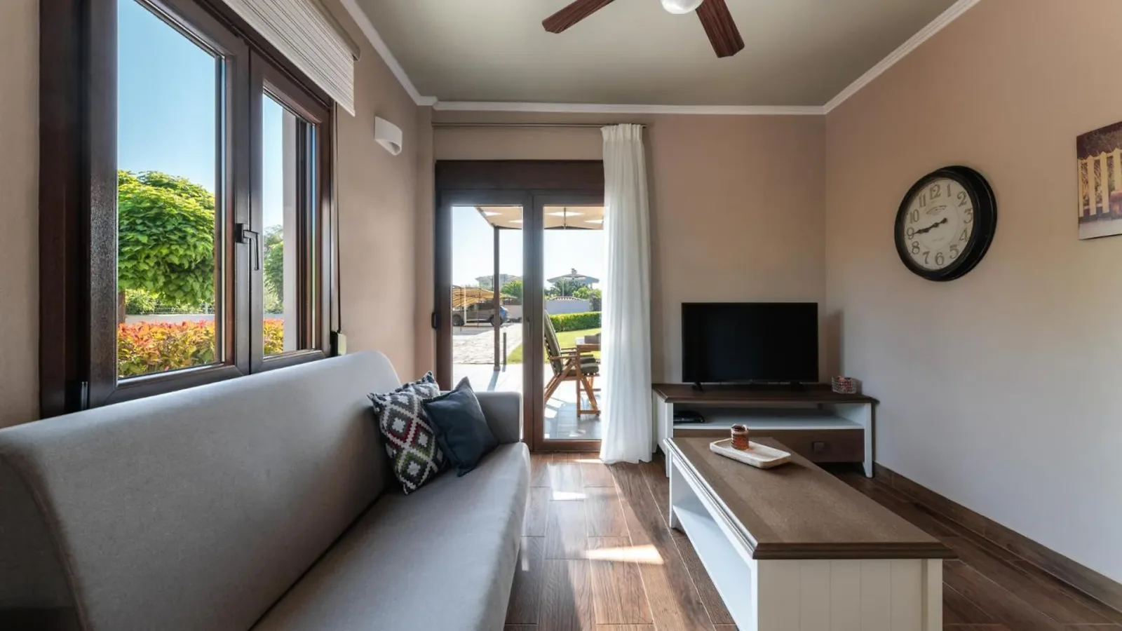 Living room with sofa-bed and terrace doors