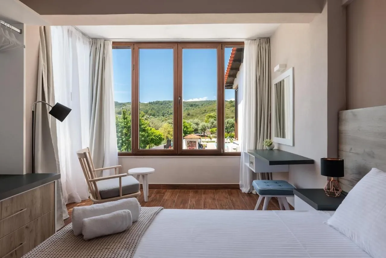 Double bedroom looking over the hills and the pool