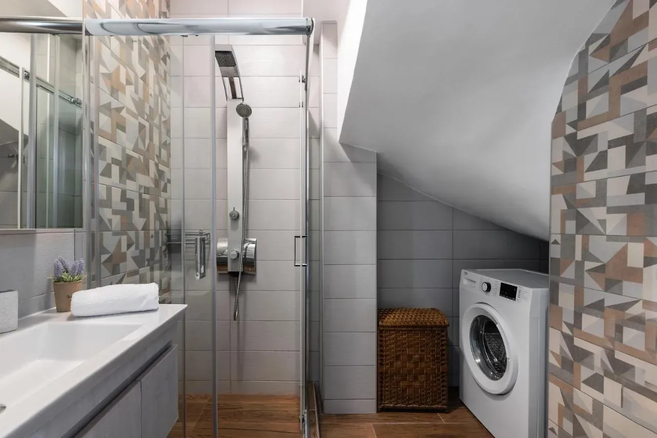 Shower room with washing machine